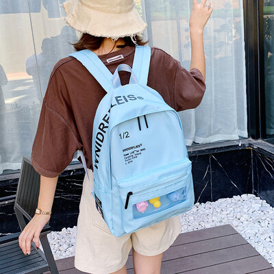Bags ins wind Korean version of high school transparent shoulder bag handbag 2019 new college wind large capacity travel backpack 
Bags ins wind Korean version of high school transparent shoulder bag handbag 2019 new college wind large capacity travel backpack