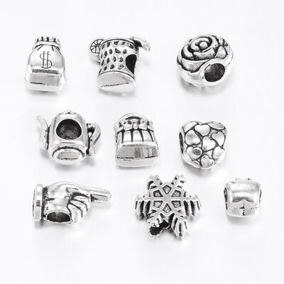Mixed Shape Tibetan Style Alloy Large Hole European Beads Antique Silver 1116x813x78mm Hole 455mm about 40pcs100g
Mixed Shape Tibetan Style Alloy Large Hole European Beads Antique Silver 1116x813x78mm Hole 455mm about 40pcs100g