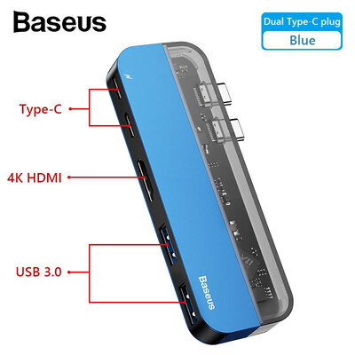 Baseus Transparent Series Type-C to HDMIUSB30Type-C Multifunctional HUB Adapte for tablets dual Type-C HUB for MacBook Pro 
Baseus Transparent Series Type-C to HDMIUSB30Type-C Multifunctional HUB Adapte for tablets dual Type-C HUB for MacBook Pro
