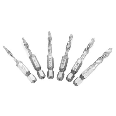Greensen 6pcs High Speed Steel 14in Hex Shank Combination Screw Tap Drill Bit Set Hardware Tool
Greensen 6pcs High Speed Steel 14in Hex Shank Combination Screw Tap Drill Bit Set Hardware Tool