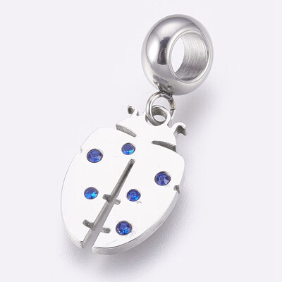 304 Stainless Steel European Dangle Beads Large Hole Pendants with Rhinestone Ladybug Stainless Steel Color Light Sapphire
304 Stainless Steel European Dangle Beads Large Hole Pendants with Rhinestone Ladybug Stainless Steel Color Light Sapphire