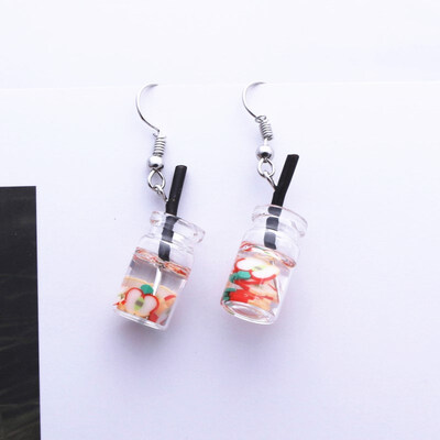 EK642 Hot Creative Unique Bubble Tea Drop Earrings for Women Personality Milk Tea Drink Earring Funny Party Jewelry Girl Gift