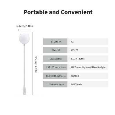 BT Music Lamp Warm&White Light Lamp USB Eye-caring Booklight Wireless Music Loudspeaker for Study Camp Laptop Use Green
BT Music Lamp Warm&White Light Lamp USB Eye-caring Booklight Wireless Music Loudspeaker for Study Camp Laptop Use Green