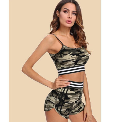 Ebay AliExpress 2018 new womens striped tape camouflage vest shorts two-piece suit female summer suit ArmyGreen
Ebay AliExpress 2018 new womens striped tape camouflage vest shorts two-piece suit female summer suit ArmyGreen