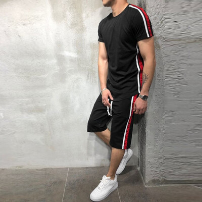 Toponeto Mens Summer Leisure Stripe Color Collision Short Sleeve Shorts Sports Thin Sets
Toponeto Mens Summer Leisure Stripe Color Collision Short Sleeve Shorts Sports Thin Sets