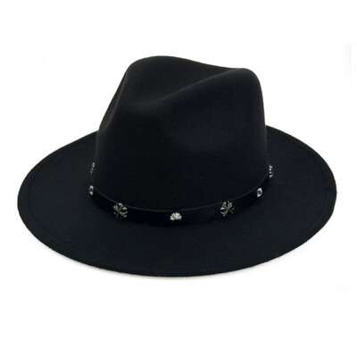 Vintage Women Men Woolen Western Cowboy Hat With Wide Brim Leather Belt Cowgirl Jazz Cap
Vintage Women Men Woolen Western Cowboy Hat With Wide Brim Leather Belt Cowgirl Jazz Cap