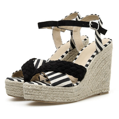 Rose Wedge High Heels Women Pumps Buckle Strap Striped Cross Platform Peep Toe Shoes
Rose Wedge High Heels Women Pumps Buckle Strap Striped Cross Platform Peep Toe Shoes