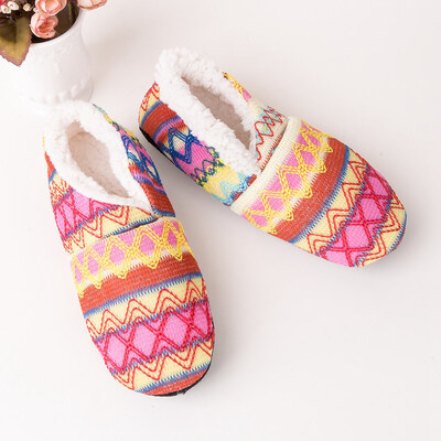 Ladies Plush Slipper Socks With Embossed Design Wool Shoe Cover Floor Socks