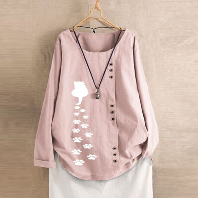 Tailored Plus Size Women Long Sleeve Cotton Linen O-Neck Cat Print Blouse Top T-Shirt
Tailored Plus Size Women Long Sleeve Cotton Linen O-Neck Cat Print Blouse Top T-Shirt