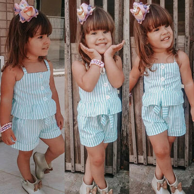 Toddler Baby Gils Stripes Summer Outfits Spaghetti Strap Button Down Top&Bowknot Short
Toddler Baby Gils Stripes Summer Outfits Spaghetti Strap Button Down Top&Bowknot Short
