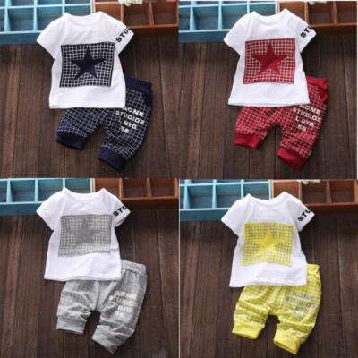 Hot Baby Boy Girls Kid Newborn Sumemr T-shirt TopsLong Pants Outfit Clothes Set