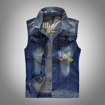 Toponeto Mens New Fashion Denim Vest Casual Cowboy Jacket In Shoulder Blouse 
Toponeto Mens New Fashion Denim Vest Casual Cowboy Jacket In Shoulder Blouse