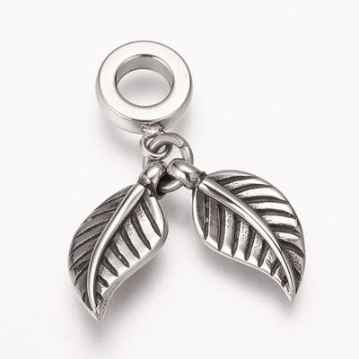 304 Stainless Steel European Dangle Beads Large Hole Pendants Leaf Antique Silver 31mm Hole 5mm Pendant 21x10x35mm
304 Stainless Steel European Dangle Beads Large Hole Pendants Leaf Antique Silver 31mm Hole 5mm Pendant 21x10x35mm