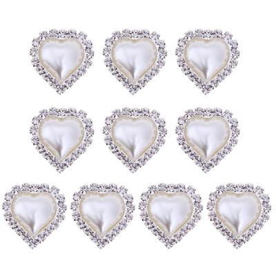 10pcs DIY Rhinestone Brooch Heart Shaped Pearl Brooches Women Charm Jewelry