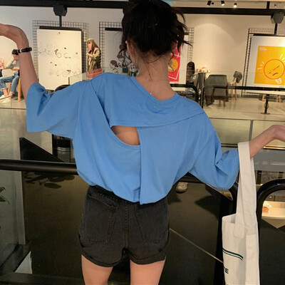 Summer Tops Womens Western Style O-Neck Solid Short Sleeve Backless Loose Simple Pullover Loose T-Shirt camisetas verano
Summer Tops Womens Western Style O-Neck Solid Short Sleeve Backless Loose Simple Pullover Loose T-Shirt camisetas verano