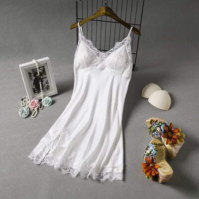 Women Sexy Summer Sling Nightdress Lingerie Simulation Silk Lace Stitching Home Clothing
Women Sexy Summer Sling Nightdress Lingerie Simulation Silk Lace Stitching Home Clothing
