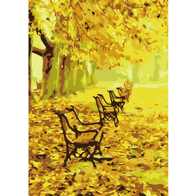 5D DIY Tree Bench Abstract Oil Paint By Numbers Kits Wall Picture Set