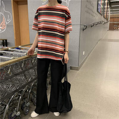 Loose round neck stripe T-shirt female summer korean style kawaii tes oversize clothes tshirt
Loose round neck stripe T-shirt female summer korean style kawaii tes oversize clothes tshirt