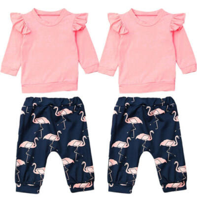 

US Newborn Baby Girl Romper Infant 2pcs Clothes Top Pants Flamingo Outfit Set