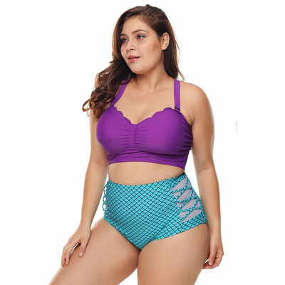 Plus Size Womens Swimwear two-piece tube top cross strap high waist fish scale split swimsuit
Plus Size Womens Swimwear two-piece tube top cross strap high waist fish scale split swimsuit