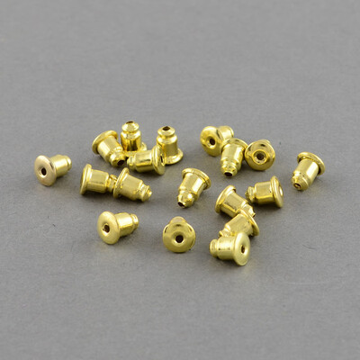 Iron Ear Nut Findings Golden 6x5mm Hole 1mm