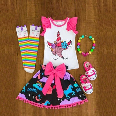 Sweet Unicorn Baby Girls Kids Outfits Clothes T-shirt TopsShort Skirts 2pcs Set
Sweet Unicorn Baby Girls Kids Outfits Clothes T-shirt TopsShort Skirts 2pcs Set