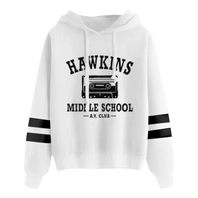 Tailored Womens Hawkins Middle School AV Club Letter Print Hoodie Sweatshirts Blouse
Tailored Womens Hawkins Middle School AV Club Letter Print Hoodie Sweatshirts Blouse