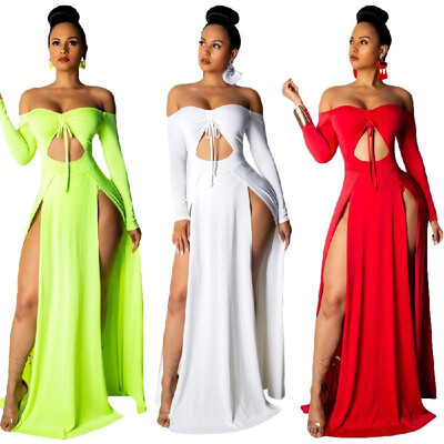 S3521 Cross-border summer ladies solid color openwork split dress long-sleeved off-the-shoulder three-color 3
S3521 Cross-border summer ladies solid color openwork split dress long-sleeved off-the-shoulder three-color 3