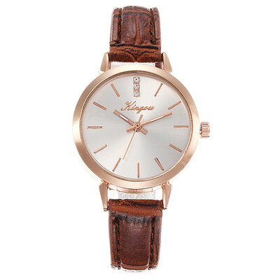 RM Fashion Simple Without Digital Scale Rose Gold Shell Belt Quartz Female Watch