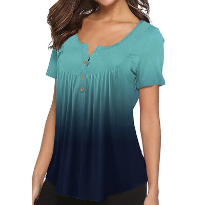 Starmoon Women Gradient Row Pleats Button Ruched Short Sleeve Irregular T-Shirt Tops
Starmoon Women Gradient Row Pleats Button Ruched Short Sleeve Irregular T-Shirt Tops