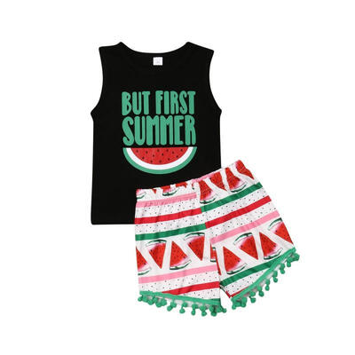 Baby Girls Clothes Set Sleeveless Sunglasses Watermelon Vest Coconut Tree Tassels Shorts Beach Summer Outfits 1-6T
Baby Girls Clothes Set Sleeveless Sunglasses Watermelon Vest Coconut Tree Tassels Shorts Beach Summer Outfits 1-6T