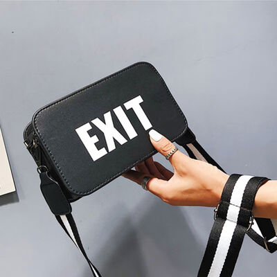 Women Leather Flap Shoulder Bags "EXIT" Print Adjustable Straps Handbags Portable Female Stylish Crossbody Bags Travel Bags 2019
Women Leather Flap Shoulder Bags "EXIT" Print Adjustable Straps Handbags Portable Female Stylish Crossbody Bags Travel Bags 2019