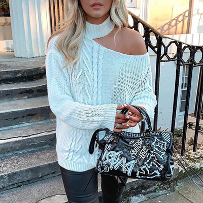 Tailored Women Solid Color Hang Strapless Irregular Long Sleeve Knitted Casual Sweaters
Tailored Women Solid Color Hang Strapless Irregular Long Sleeve Knitted Casual Sweaters