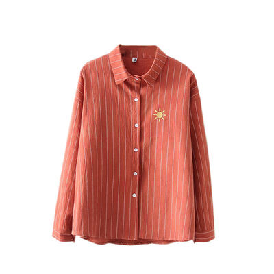 Women Embroidery Shirt Striped Cotton School Blouses Office Ladies Tops Female Blusas Plus Size Loose Work Shirt Autumn
Women Embroidery Shirt Striped Cotton School Blouses Office Ladies Tops Female Blusas Plus Size Loose Work Shirt Autumn