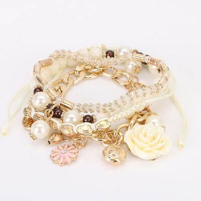 Rose Flower Pearl Bead Crystal Gem Charm Braided Rope Bracelet For Women Bohemian Jewelry
Rose Flower Pearl Bead Crystal Gem Charm Braided Rope Bracelet For Women Bohemian Jewelry