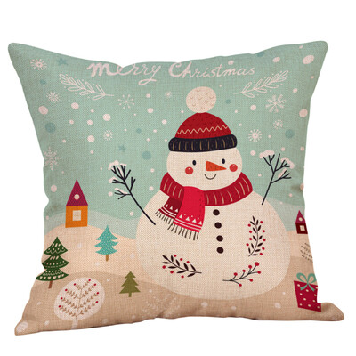 Siaonvr Cotton Linen Christmas Snowman Tree Zipper Closure Pillow Case Throw Cushion