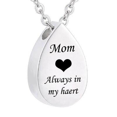 Drop-shaped Necklace for Ashes Heart Cremation Memorial Keepsake Pendant Necklace Jewelry Always in my heart
Drop-shaped Necklace for Ashes Heart Cremation Memorial Keepsake Pendant Necklace Jewelry Always in my heart