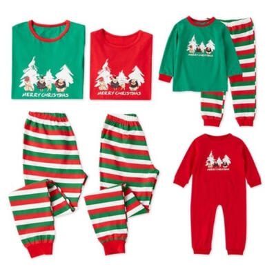 2PCS Family Matching Christmas Pajamas Womens Mens Kids Sleepwear Nightwear Set
