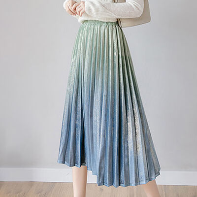 Gradient Color Gold Velvet Skirt Women Korean Long Midi Pleated Skirts High Waist Sweet Preppy Casual Skirts
Gradient Color Gold Velvet Skirt Women Korean Long Midi Pleated Skirts High Waist Sweet Preppy Casual Skirts