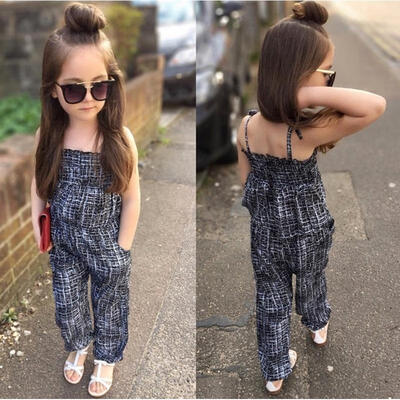 One-piece Kids Baby Girls Backless Romper Overall Jumpsuit Playsuit Clothes 2-7Y