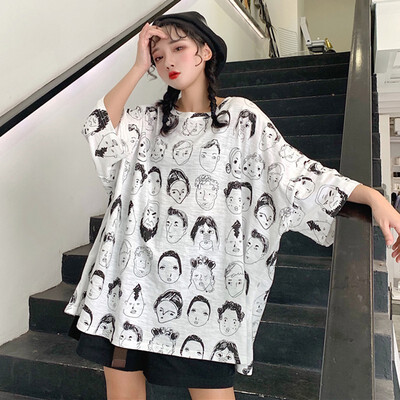 Women T-Shirts Loose Short Sleeve Round Neck Printed Shirt Female Casual Long Tee Shirts
Women T-Shirts Loose Short Sleeve Round Neck Printed Shirt Female Casual Long Tee Shirts