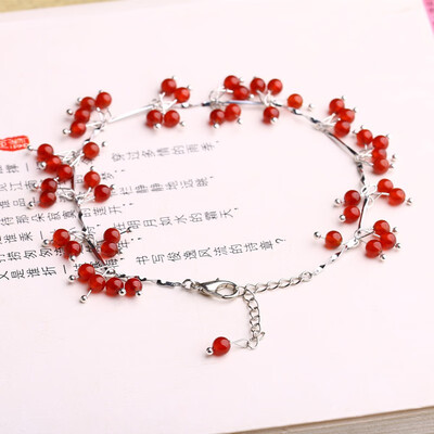 Natural crystal garnet tourmaline womens simple fashion bracelet anklet 
Natural crystal garnet tourmaline womens simple fashion bracelet anklet