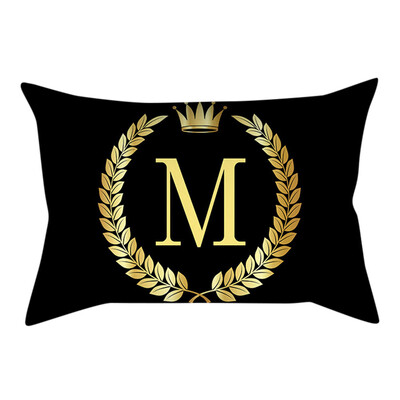 Siaonvr Pillow Cover Black&Gold Letter Pillowcase Sofa Cushion Cover Home Decor