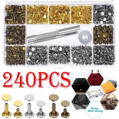 240 Set Leather Rivets Double Cap Rivet Tubular Metal Studs 2 Sizes with Punch Pliers&3 Pieces Setting Tool Kit
240 Set Leather Rivets Double Cap Rivet Tubular Metal Studs 2 Sizes with Punch Pliers&3 Pieces Setting Tool Kit