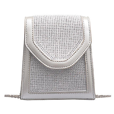 Beads Decor Shoulder Messenger Handbags Women Leather Chain Crossbody Bags
