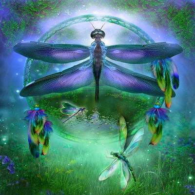 5D DIY Full Drill Diamond Painting Novelty Dragonfly Cross Stitch Embroider