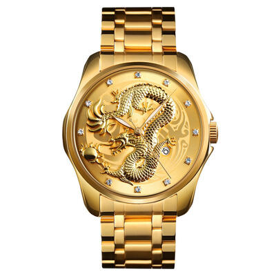 SKMEI 9193 Dragon Totem Quartz Wristwatch Business Calendar Watch With Stainless Steel Strap For Men
SKMEI 9193 Dragon Totem Quartz Wristwatch Business Calendar Watch With Stainless Steel Strap For Men