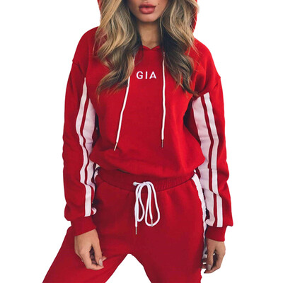 Women Female Casual Sports Fashion All-match Color Matching Striped Lace Hooded Sweatershirt Suit
Women Female Casual Sports Fashion All-match Color Matching Striped Lace Hooded Sweatershirt Suit
