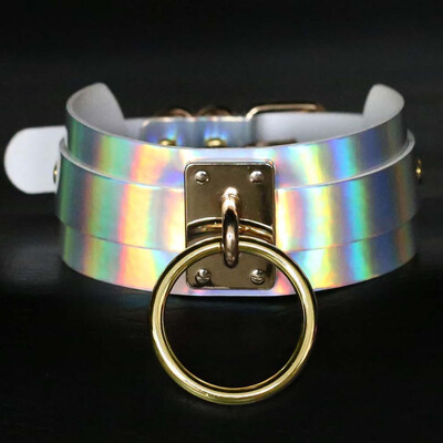 Trendy Holographic Choker Necklace Women Leather Chocker Handmade Laser Chocker Rainbow Punk Gothic Necklace
Trendy Holographic Choker Necklace Women Leather Chocker Handmade Laser Chocker Rainbow Punk Gothic Necklace