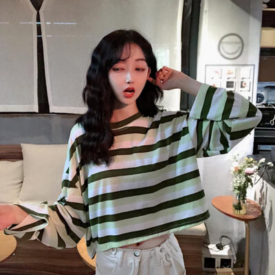 Women T Shirt Casual Loose Round Collar Thin Section Summer Stripes Print Loose Long Sleeve Casual Simple Wild T-Shirt
Women T Shirt Casual Loose Round Collar Thin Section Summer Stripes Print Loose Long Sleeve Casual Simple Wild T-Shirt